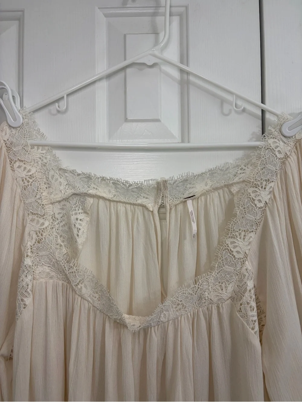 Free People Flutter By Lace Cream Boho Blouse Tunic XL